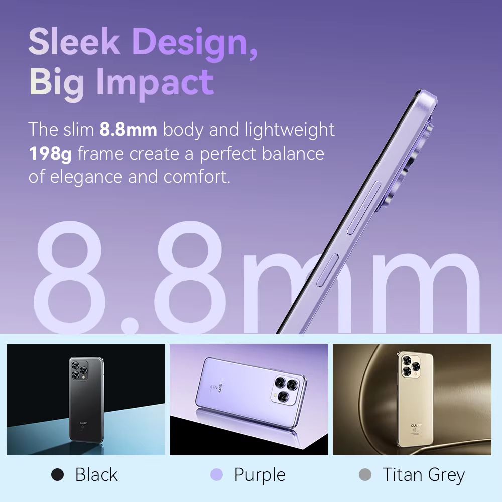 Cubot A40 Android 15 Smartphone 12GB (4GB + 8GB) RAM + 256GB ROM Pantalla de 6,88 "120Hz Octa-core Cámara de 48MP Batería de 5100mAh NFC Face ID