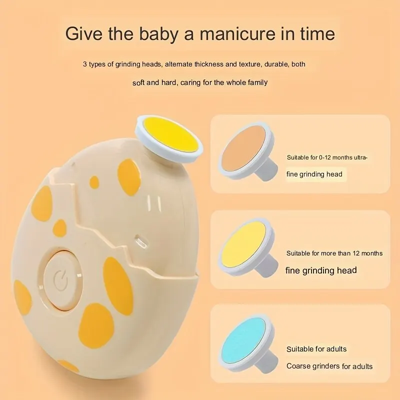 Electric Baby Newborn Nail Trimmer Safety Nail Clippers Set with 3 Grinding Heads Trimming And Polishing Grooming Kit for Infant