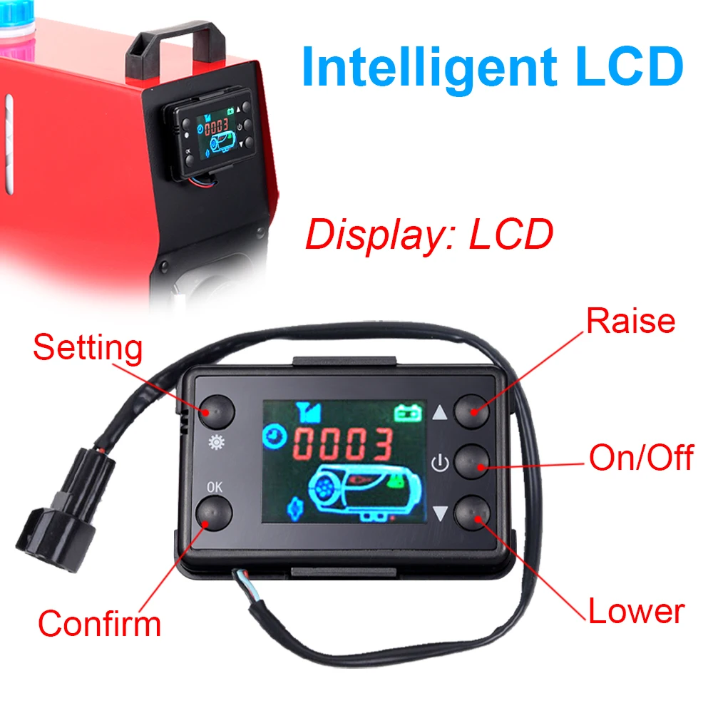 Monitor controlador de calentador diésel LCD de 12V + Kit de Control remoto de 4 botones - Interruptor de sistema de calentador de aire de estacionamiento para coche/camión/RV y Digital