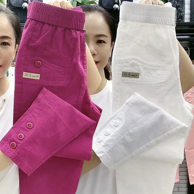 New 2024 Fashion Korean Women's pants Spring Summer  Casual Slim Elastic Waist Pants Female Harun pants Ladies Trousers