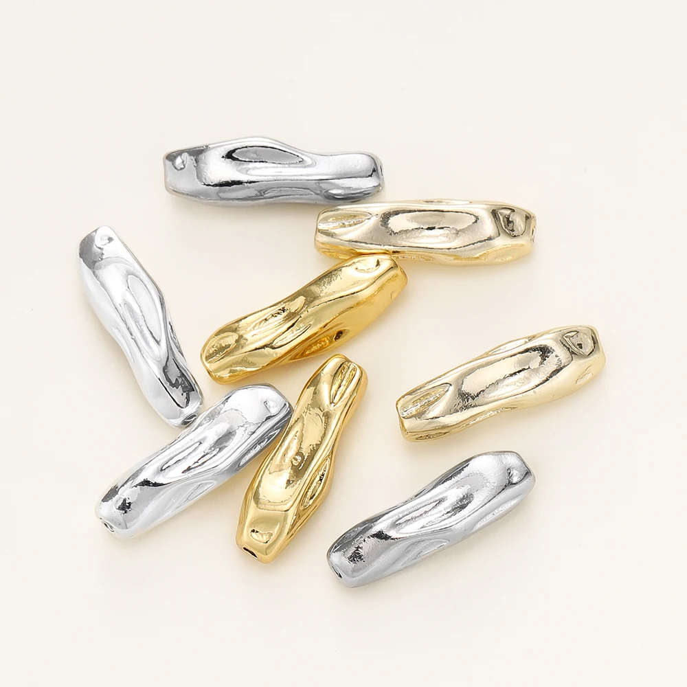 4 unids/pack 17,5mm 14/18K cuentas largas roscadas de latón chapado en Color dorado para pulsera DIY accesorios de Material para hacer joyería