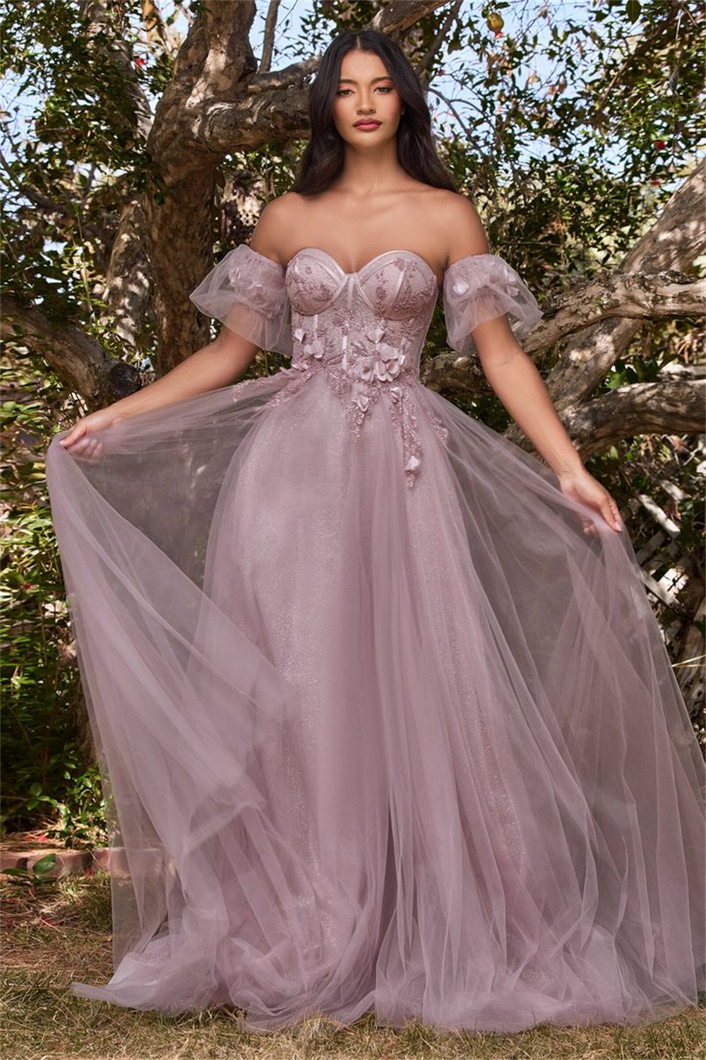 Cathy Elegant Heart Shaped Neck Tulle Prom Dress Customized Sweet Puffy Sleeves Vestidos De Novia  Side Split robes de soirée