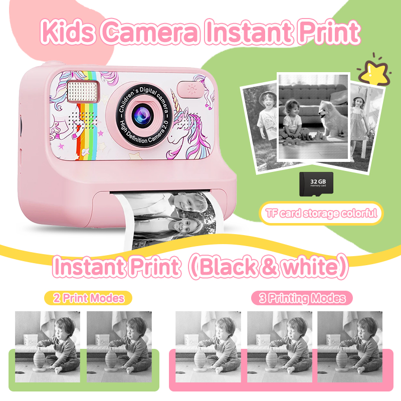 Presente de natal 4000w lente dupla crianças câmera 2.4 polegada 16x zoom impressão instantânea câmera digital portátil para meninas e meninos de 3 a 12 anos