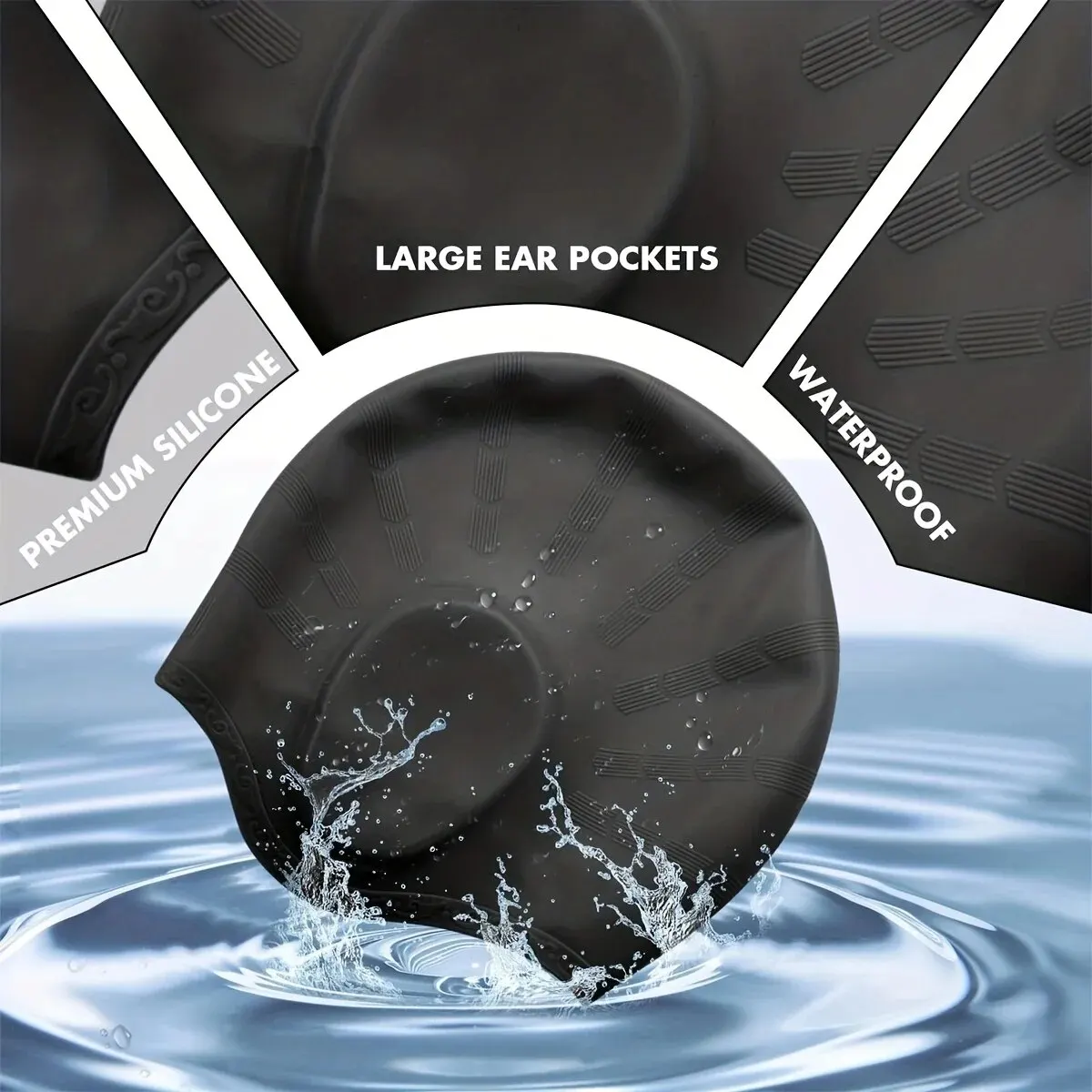 Cuffia da nuoto in Silicone resistente con tasche per le orecchie per adulti e adolescenti-protegge i capelli lunghi e fornisce un'elevata elasticità