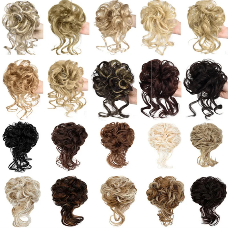 Postiche synthétique en désordre pour femmes noires, Chignon ondulé, queue de cheval, Extension de cheveux, accessoires pour femmes