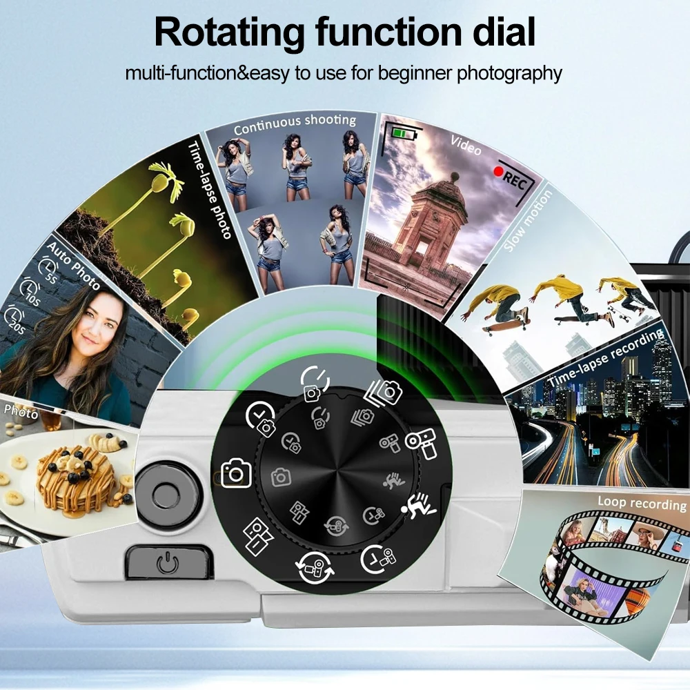 4K Digitalkamera 64MP 3,0 Zoll Drehbarer Bildschirm 18X Digitalzoom WiFi Vlog Camcorder Retro Videorecorder YouTub Webcam Kameras