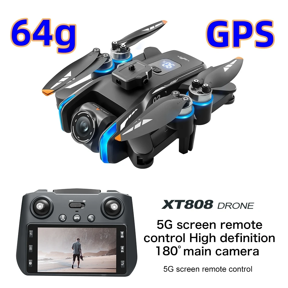 NIEUWE XT808 Scherm 5G Optische Stroom GPS Opvouwbare Drone Met WIFI Transmissie Professionele Luchtcamera Quadcopter 64G
