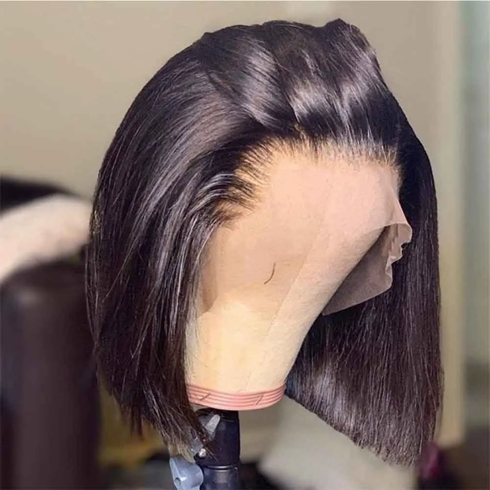 Wear ir em linha reta bob perucas de cabelo humano peruca sem cola pronto para usar pré corte preplucked 13x4 hd perucas dianteiras do laço cabelo humano para mulher