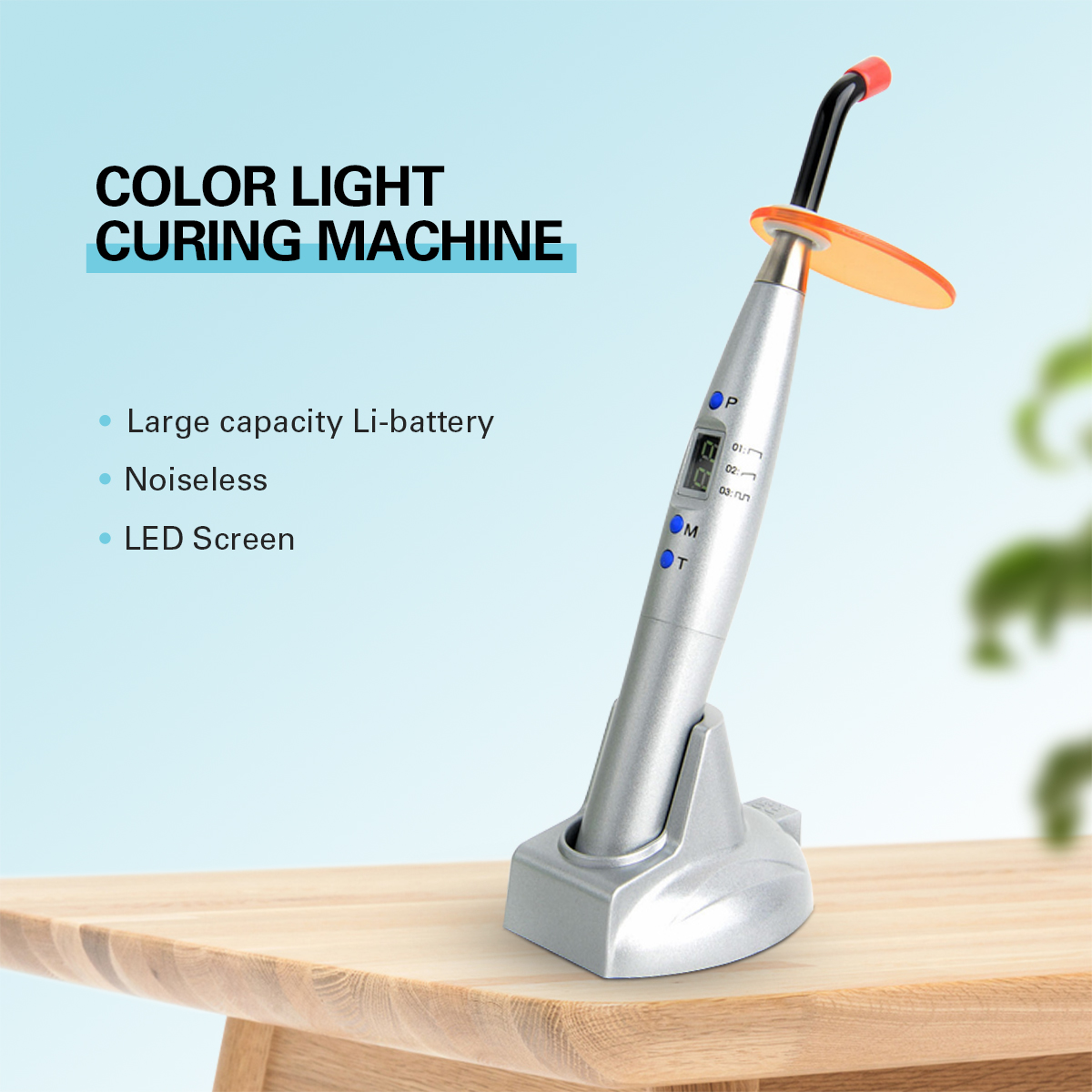 AZDENT Dental LED Curing Light Wireless Blue Ray Curing Lamp 5W≥1200mw/c㎡ Wavelength 440-480nm Solidify Dentists Instrument