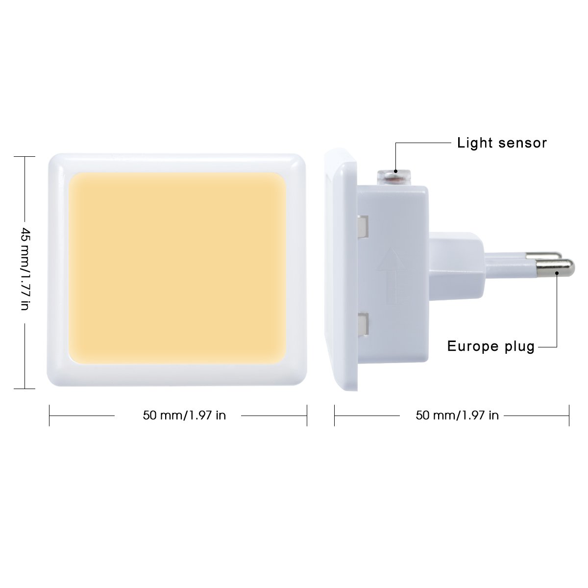 Đèn Ngủ LED Chạng Vạng Cảm Biến 0.3W Trắng Ấm 3000K 40lm EU Cắm Ổ Cắm Đèn 230V Trẻ Em đầu Giường Nhà Cầu Thang Lối Đi