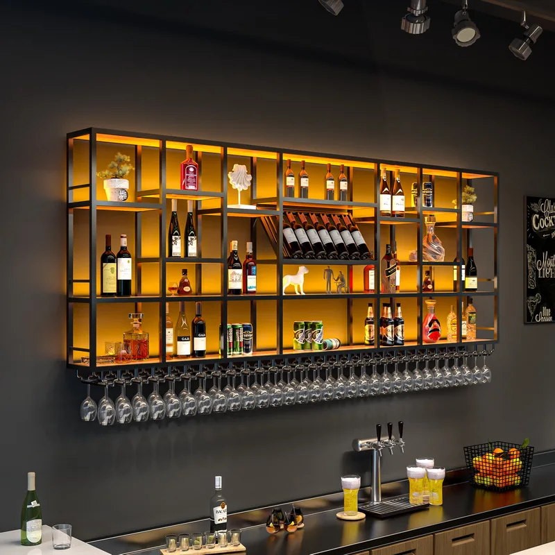 Display European Wine Cabinet Minimalist Aesthetic Vintage Simple Wine Cabinet Luxury Whiskey Rustic Metal Estante Decoration