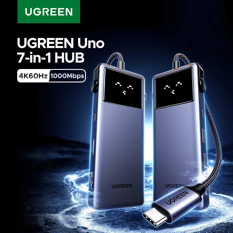 UGREEN Uno USB C-концентратор Type-C до 4K60 Гц 2K120 Гц HDMI 1000 Мбит/с RJ45 PD100W USB3.0-сплиттер для ноутбуков, аксессуары для док-станции MacBook