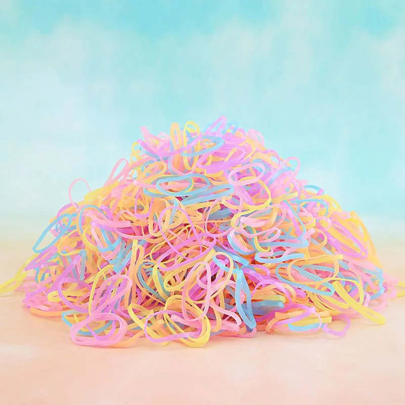 1000 pezzi fasce per capelli usa e getta colorate ragazze elastico in gomma per bambini coda di cavallo fascia per capelli accessori per capelli per bambini