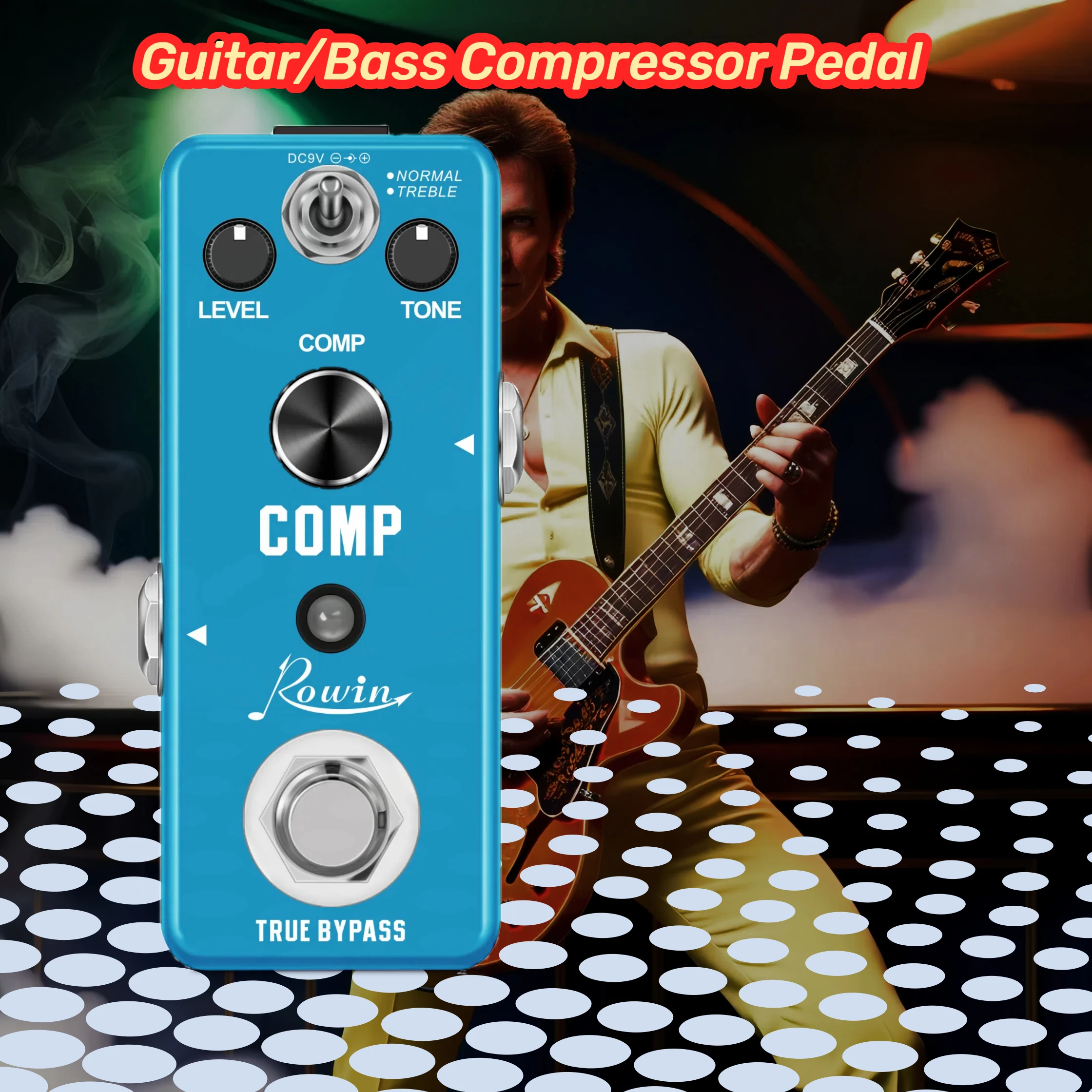 Rowin Gitaar Baspedaal Compressor Effect Comp Klassieke Studio Grade Compressoren Houden Originele Signaal Transiënten Puur Hemelsblauw