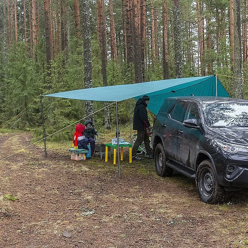 Telescopic เต็นท์เสา 2 ชุดปรับอลูมิเนียมอัลลอยด์สําหรับ Trailor Backpacking เดินป่าตั้งแคมป์กันสาด Shelter Canopy