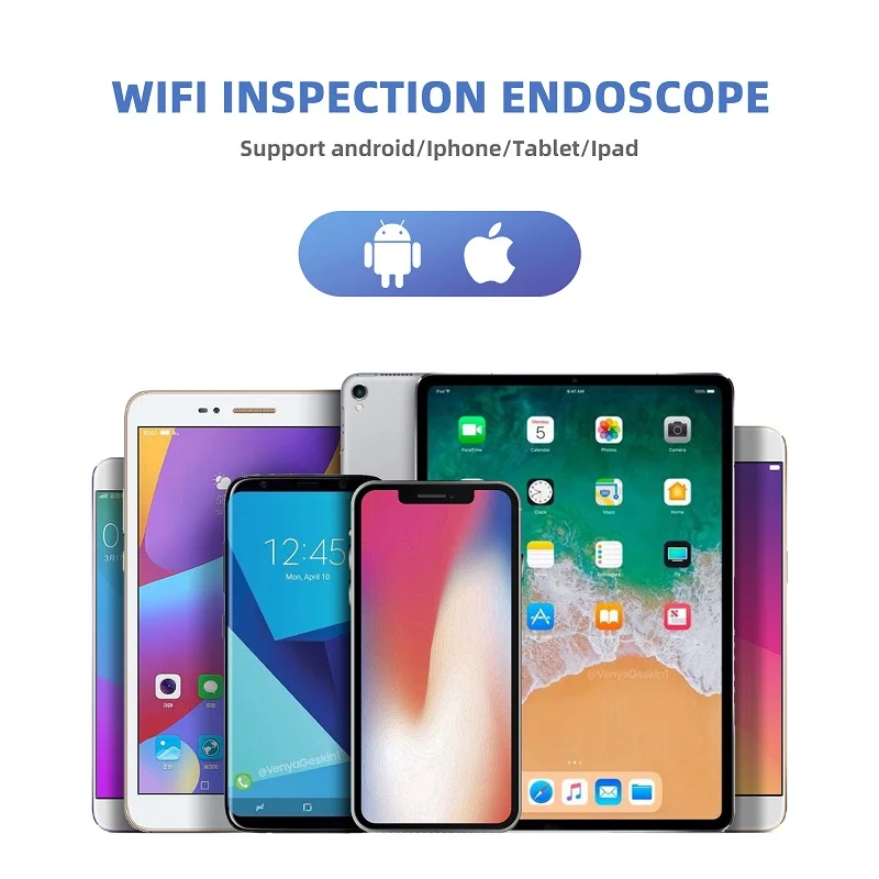 Telecamera per endoscopio industriale WiFi per sistema Android iPhone HD1080P telecamera per endoscopio per auto con ispezione di tubi rigidi impermeabili