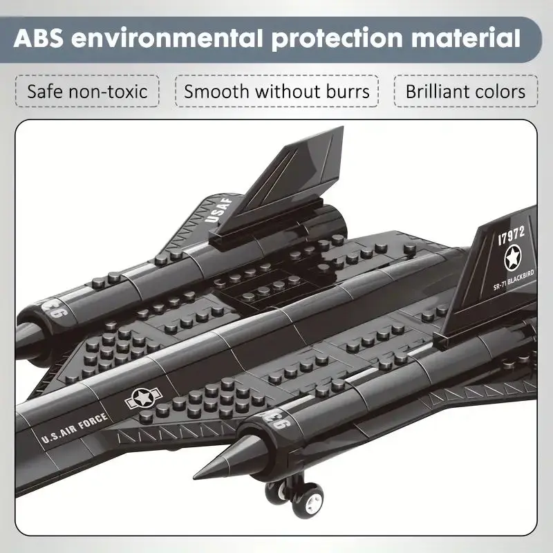 ทหาร SR-71 Blackbird เครื่องบินลาดตระเวนพื้นที่อาคารบล็อกอนุภาคขนาดเล็กปริศนาประกอบของเล่น