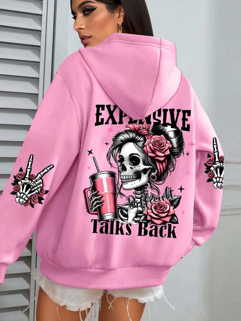 Sudadera con capucha con estampado divertido para mujer, jerséis holgados multicolores, ropa deportiva de lana para otoño, Sudadera con capucha informal con bolsillo
