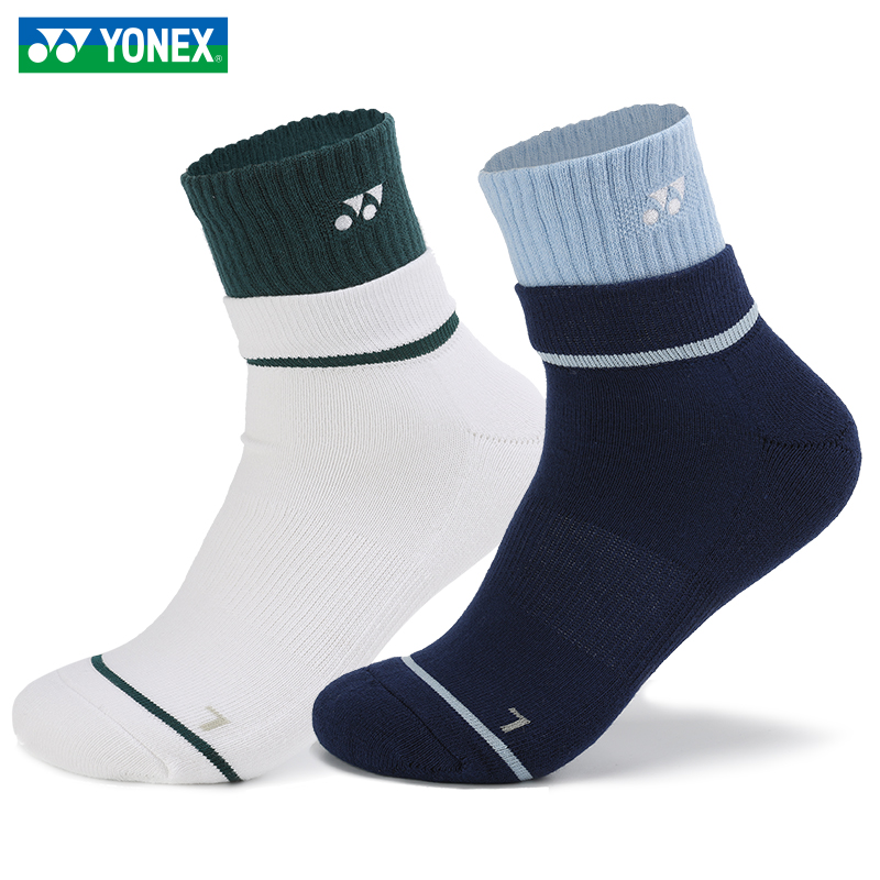 YONEX ใหม่ถุงเท้าแบดมินตันมืออาชีพทนทานด้านล่างหนาลื่นถุงเท้าผ้าขนหนูระบายอากาศผู้ชายและผู้หญิงกลางหลอด