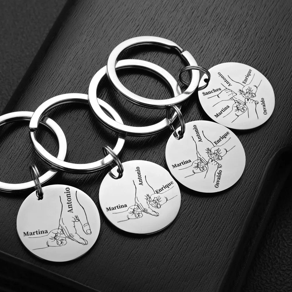 Llavero personalizado con nombre personalizado, Día de la madre del padre, papá, mamá, llaveros, anillos para colgante de coche, regalos de amor P026S