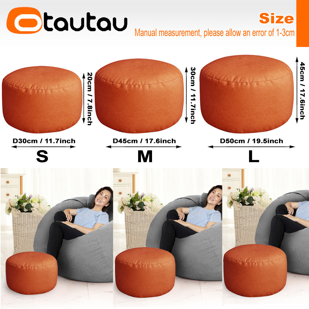 OTAUTAU petit rond Faux cuir Ottoman tabouret pouf Pouf repose-pieds en peluche pouf repose-pieds sol coin siège bouffant JD004