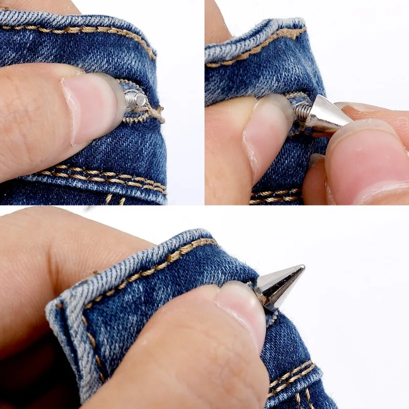 10/200Pcs Silver Rivets Cone Studs Screwback Metal Spike DIY Cool Punk Garment Round Nail Rivet Decoration For Clothes Shoes Bag