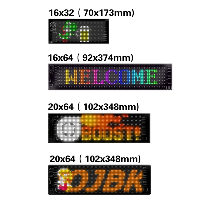 B37B-LED Matrix Panel Programmable Flexible Screen IP65 Display Animation Message Scrolling Sign APP Control Cars Shop Bar