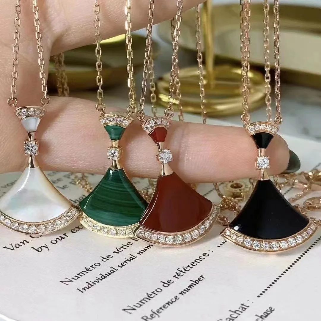 Colar de pingente para mulheres mãe de pérola fã colar em camadas pingente corrente em forma de leque natural lápis-lazúli saia colar