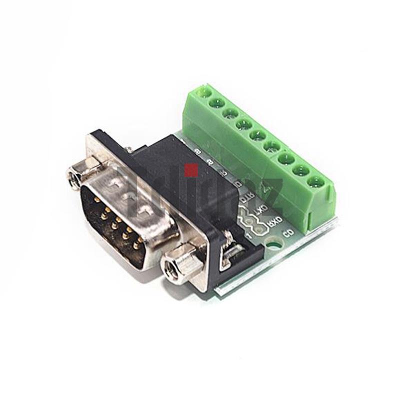 D-Sub 9-polige lötfreie Steckverbinder DB9 RS232 Seriell auf Terminal Buchse Stecker Adapter Stecker Breakout Board Schwarz + Grün