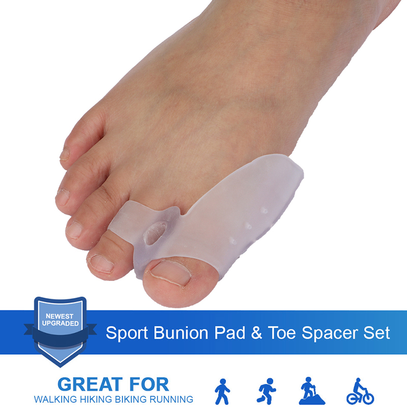 Pexmen 2/4Pcs Gel Bunion Cushions Protectors Sport Bunion Pad Toe Spacer set Bunion Corrector with Separator for Big Toe