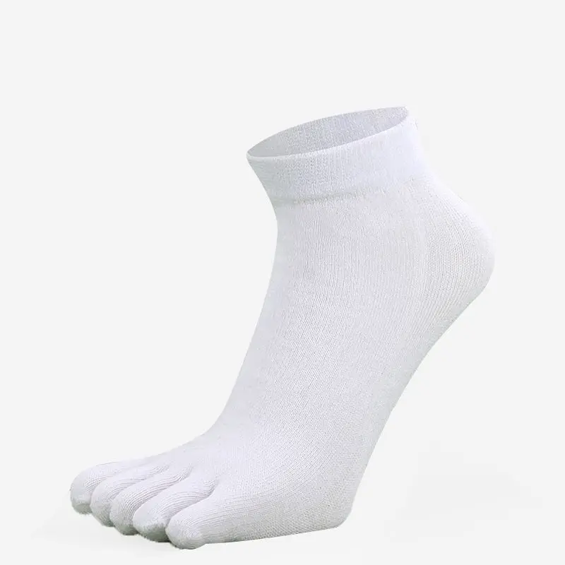 Calcetines con punta de algodón para hombre, calcetines con cinco dedos, calcetines cortos transpirables hasta el tobillo, calcetines deportivos para correr, Color sólido, negro, blanco, gris, calcetines masculinos