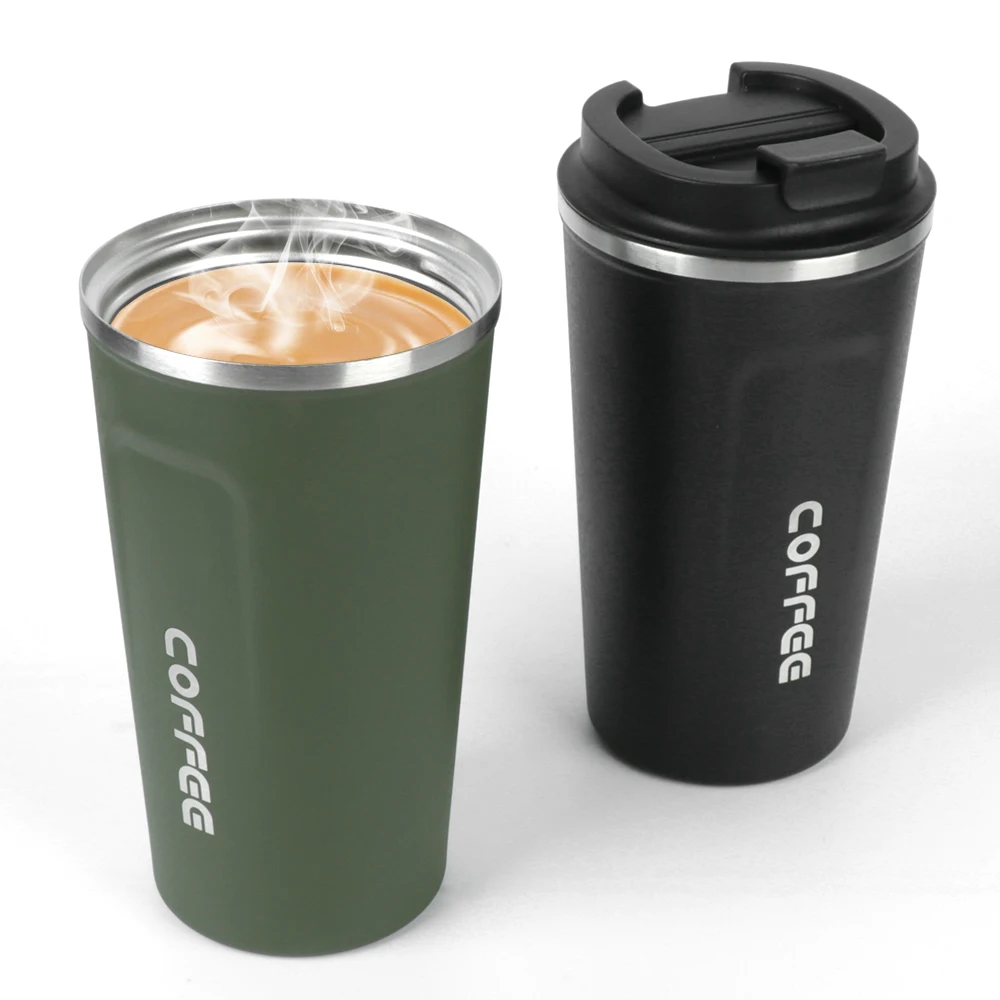 Taza de café termo para coche, taza térmica de viaje a prueba de fugas de 380/510ML para té, agua y café, doble acero inoxidable