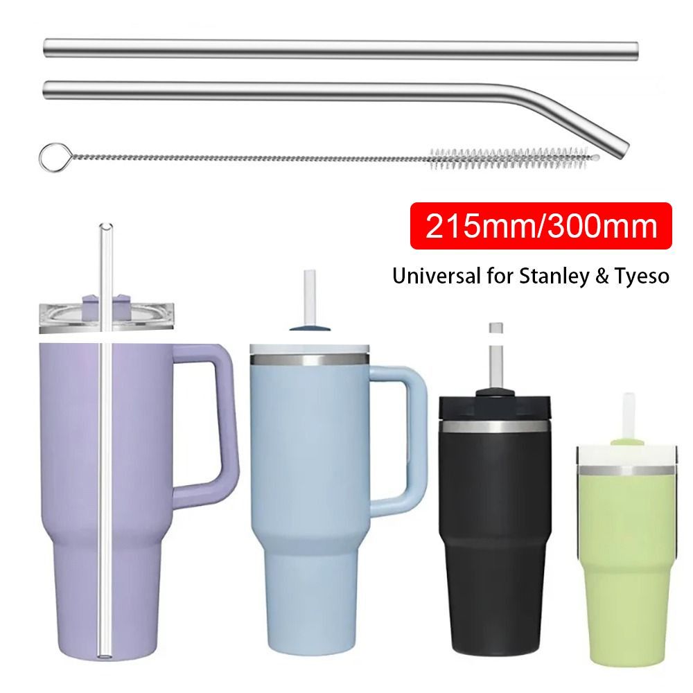 Pajitas de acero inoxidable curvadas y rectas para beber, sorbete de 6mm y 8mm reutilizable para taza de Tyeso Stanley de 30oz y 40oz, 1 piezas