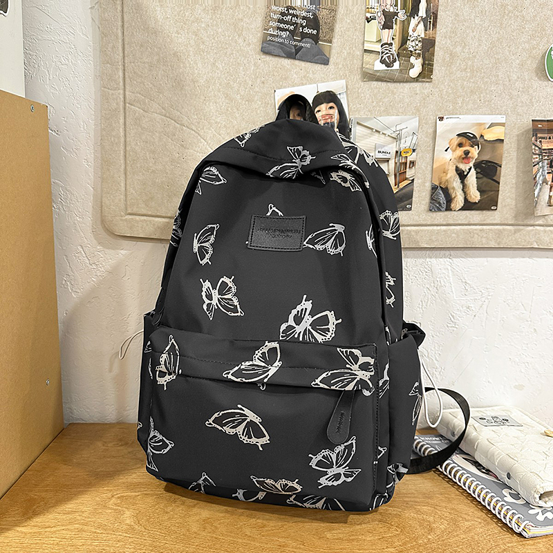 Daily Large Capacity Travel School Backpacks Ladies Pure Color Shoulder Knapsacks Nylon Zipper Shopping Rucksacks