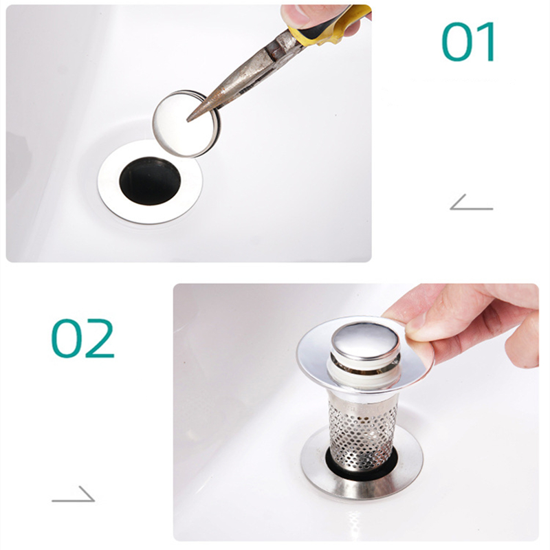 Filtro de drenaje de suelo de acero inoxidable, tapón de fuga para lavabo, drenaje de núcleo que rebota a prueba de olores, recogedor de pelo, colador de fregadero