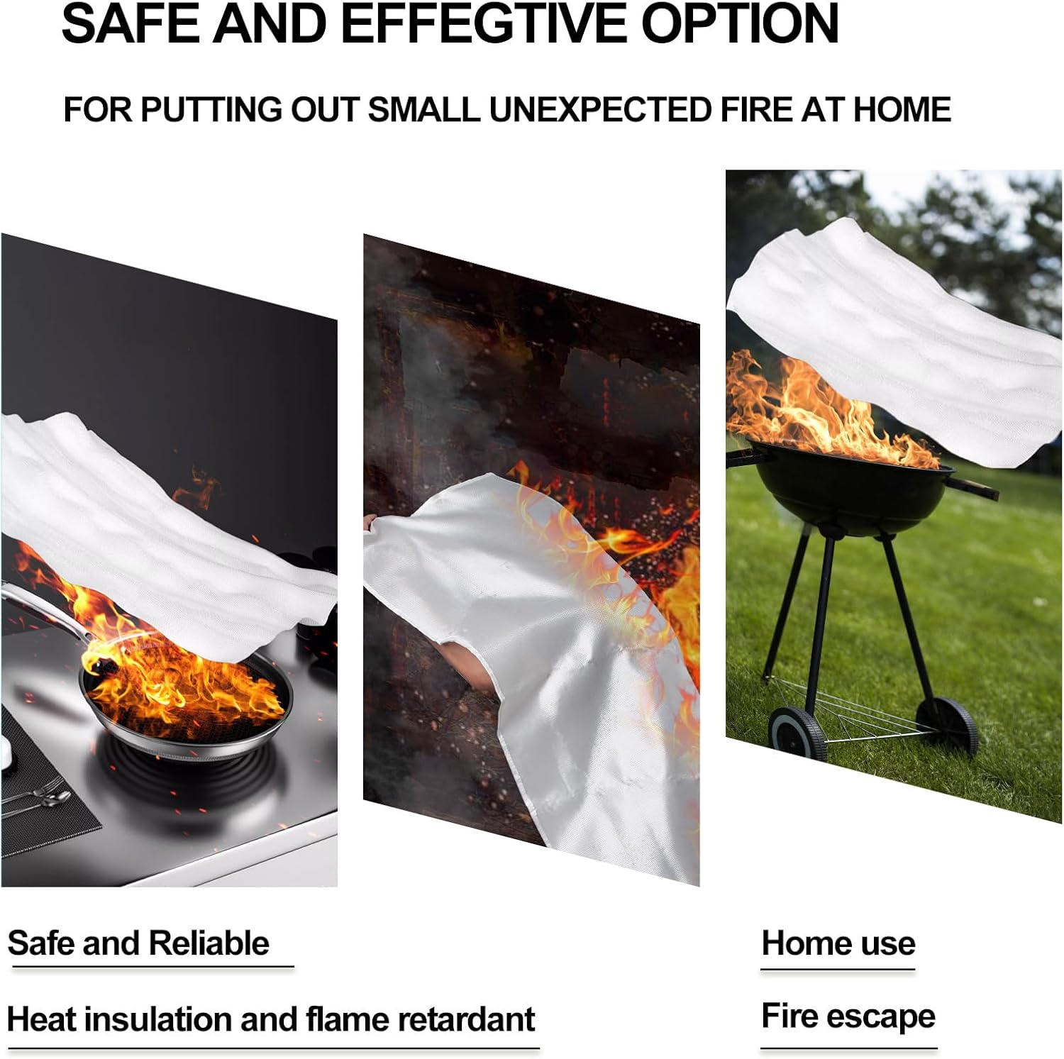 Emergency Fire Blanket Fiberglass Flame Retardant Suppression Blanket for Home Kitchen Safety Survival Cover