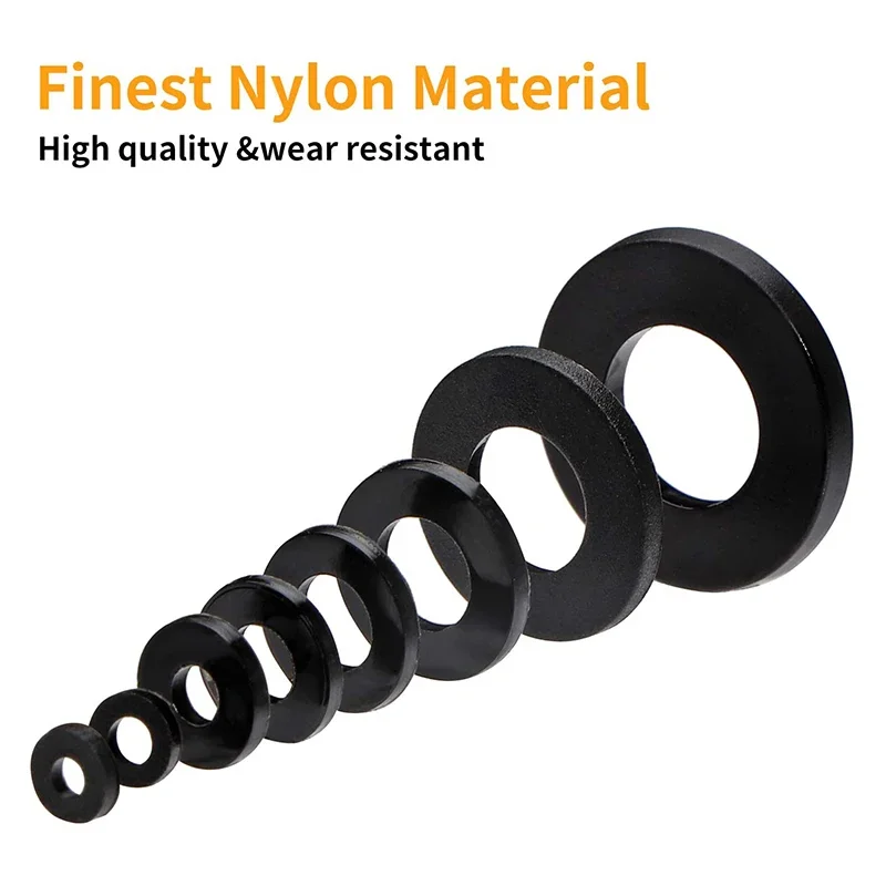 Set di assortimento piatto di rondelle in nylon da 500 pezzi con piastre di sicurezza di 8 dimensioni M2 M2.5 M3 M4 M5 M6 M8 M10 Rondelle di tenuta in nylon