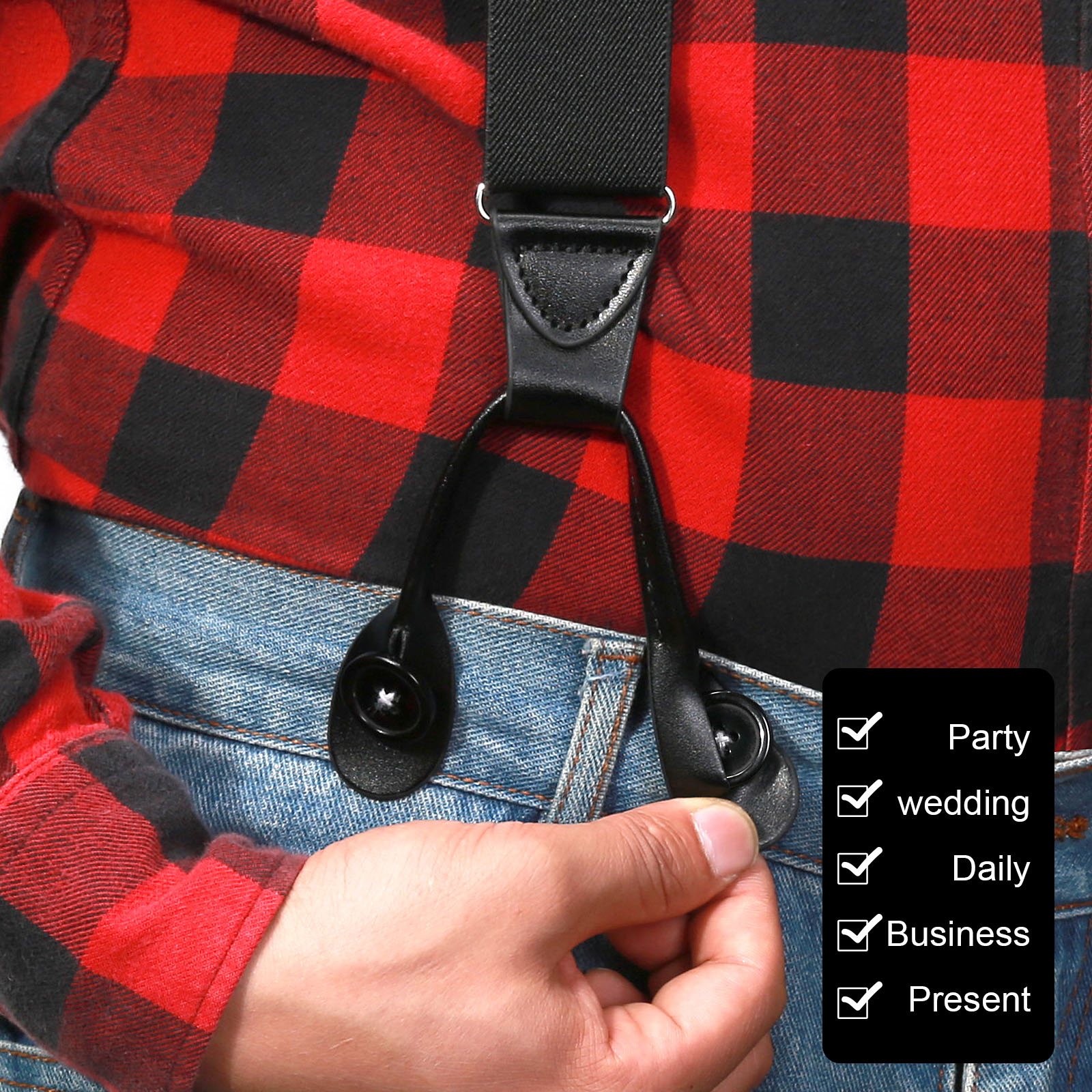 Men Button Suspenders Adjustable lastic Y Shape Tuxedo Suspender with Leather Buttons End Long Lasting Stretch Ultimate Fashion
