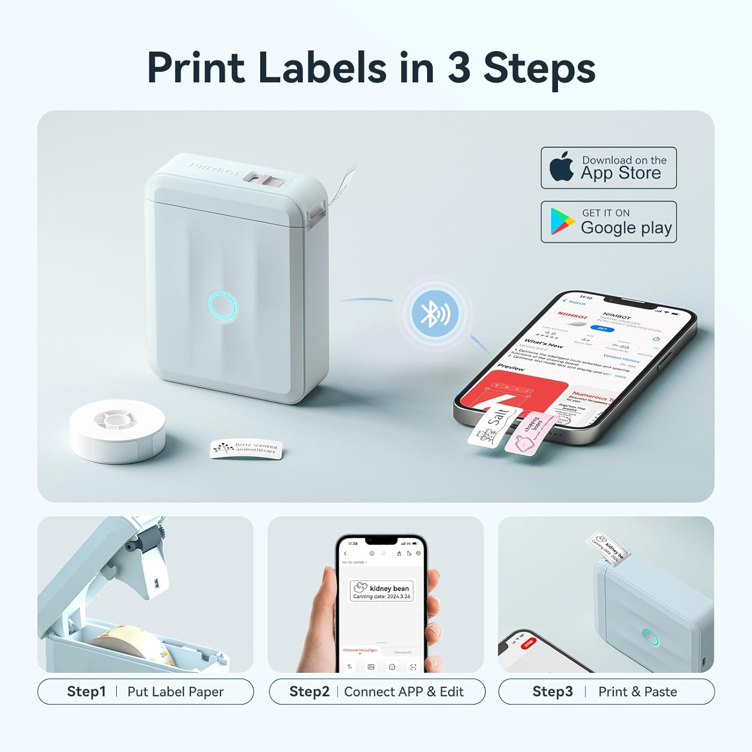 Niimbot D110 Etikettendrucker Bluetooth Mini selbstklebender tragbarer intelligenter Etikettendrucker UV ohne Tinte für Büro- und Schuletikettiermaschine
