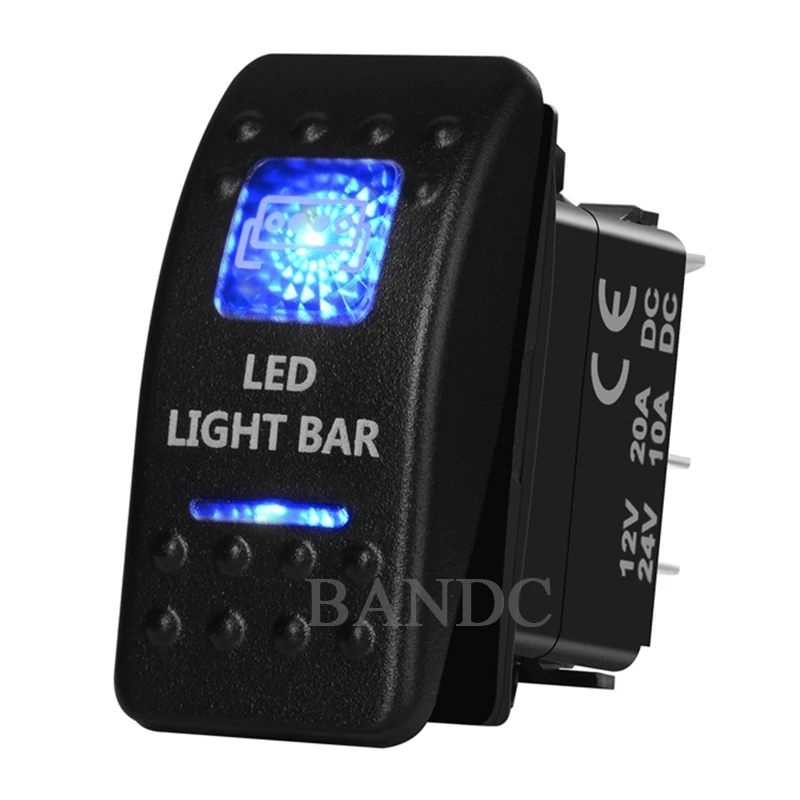 Blaue LED 12 V LED-Lichtleiste, Nebelscheinwerfer, Wippschalter, 5-polig, EIN-AUS, 3 Positionen, Kippschalter für Auto, Boot, Marine, Yacht, 12 V/20 Ampere