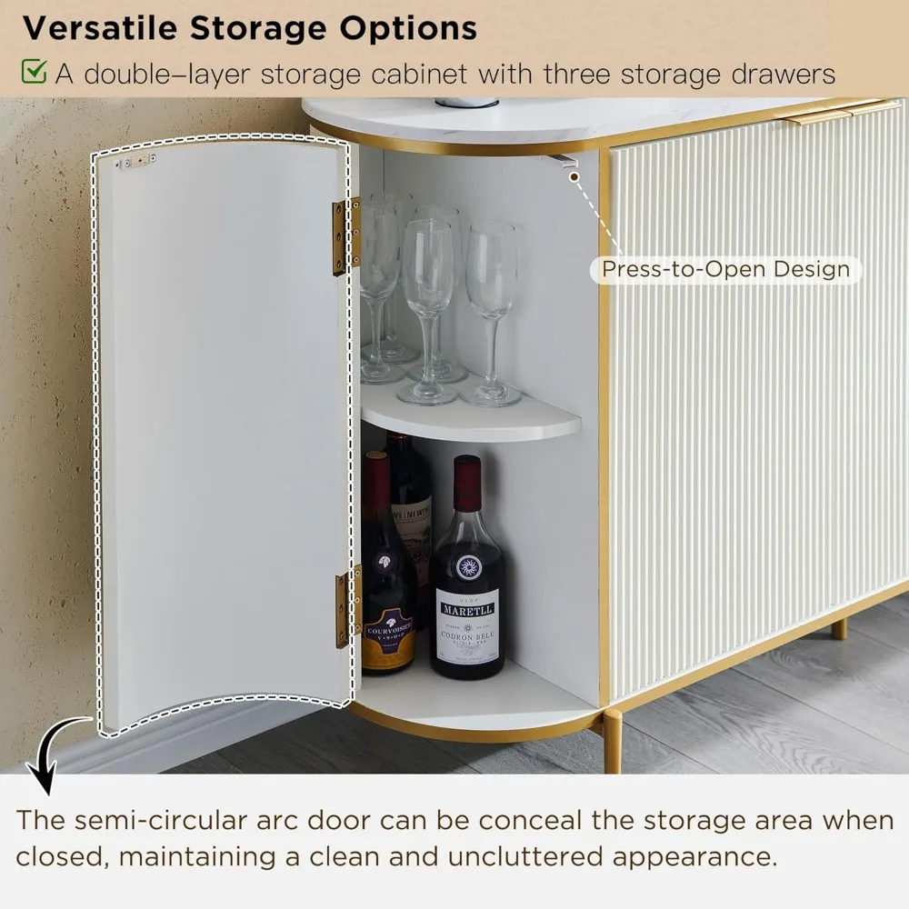 60" Buffet Table Coffee Bar Wine Bar Storage Console Cabinet, Accent Table for Dining Room, Living Room, Wine Rack Cabinet