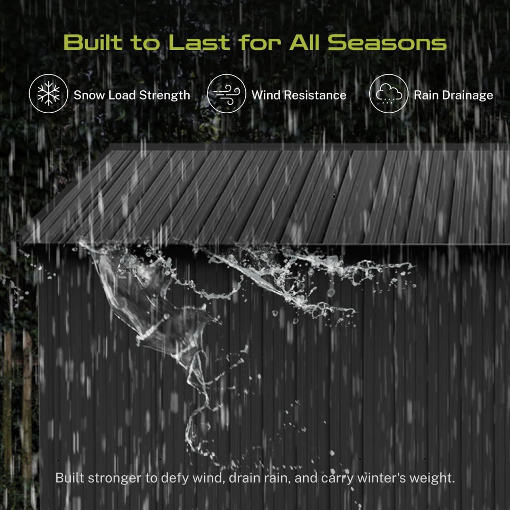 12x10 Ft Storage Shed Outdoor, XL Permanent Steel Building with Window, Sliding Doors and 4 Air Vents for Backyard Garden Patio