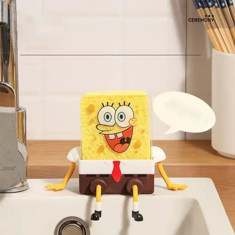 SpongeBob SquarePants แปรงล้างจานฟองน้ําอุปกรณ์ครัวท่อระบายน้ําทําความสะอาดจานแปรงReusable Scrub Scouring Pad