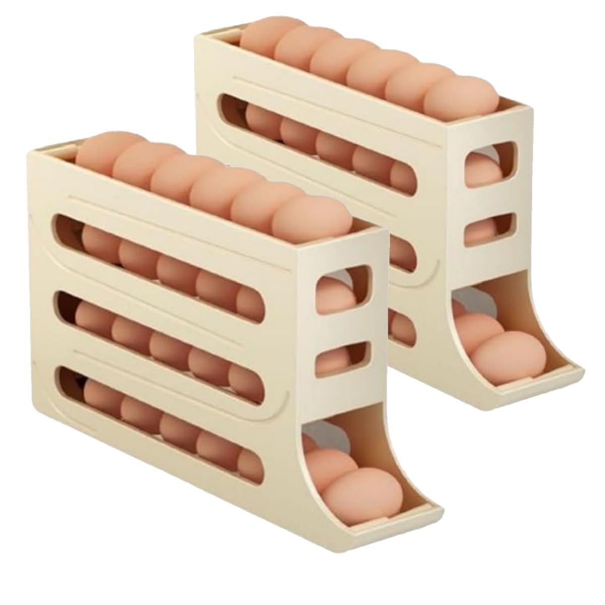 Dispensador de ovos de grande capacidade, rack de ovos de geladeira de 4 camadas para geladeira, organizador de ovos de geladeira com rolamento automático para cozinha