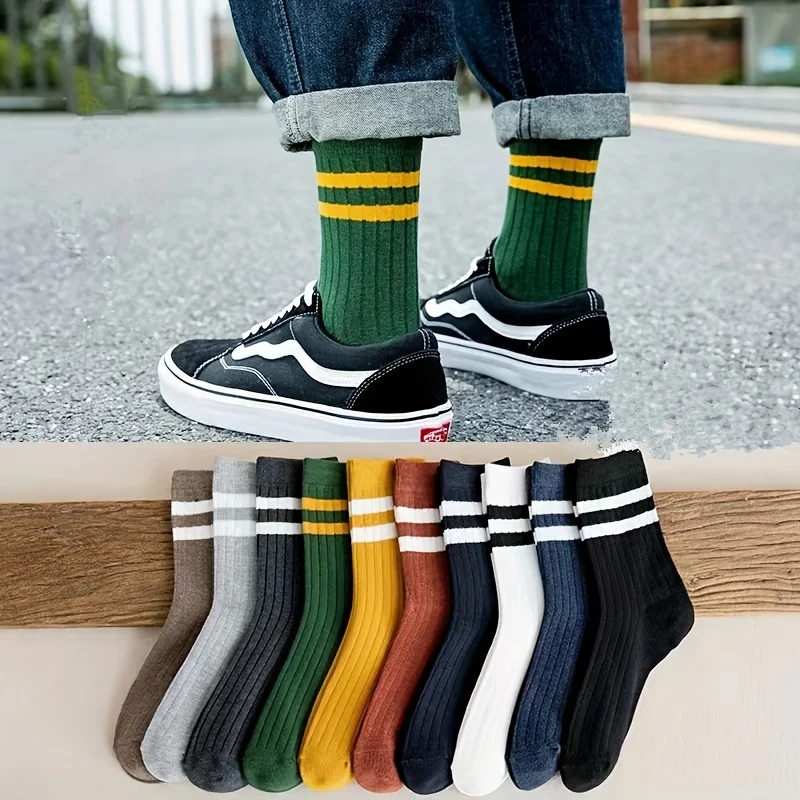 5 pares de calcetines para hombre, calcetines deportivos de moda divertidos vintage de otoño e invierno, calcetines deportivos de tendencia
