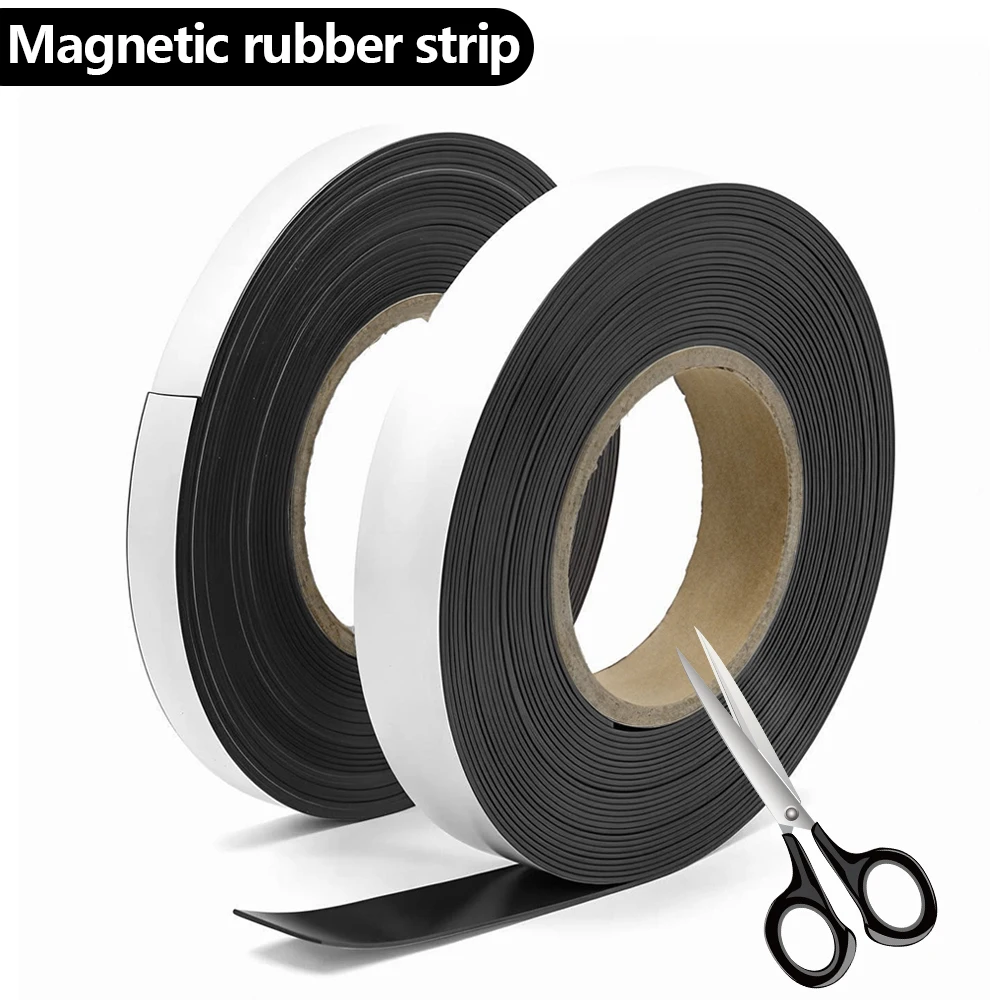 Tira magnética autoadhesiva de 1 metro, cinta magnética de goma, tira magnética fuerte y Flexible para carteles fotográficos de refrigerador, corte libre