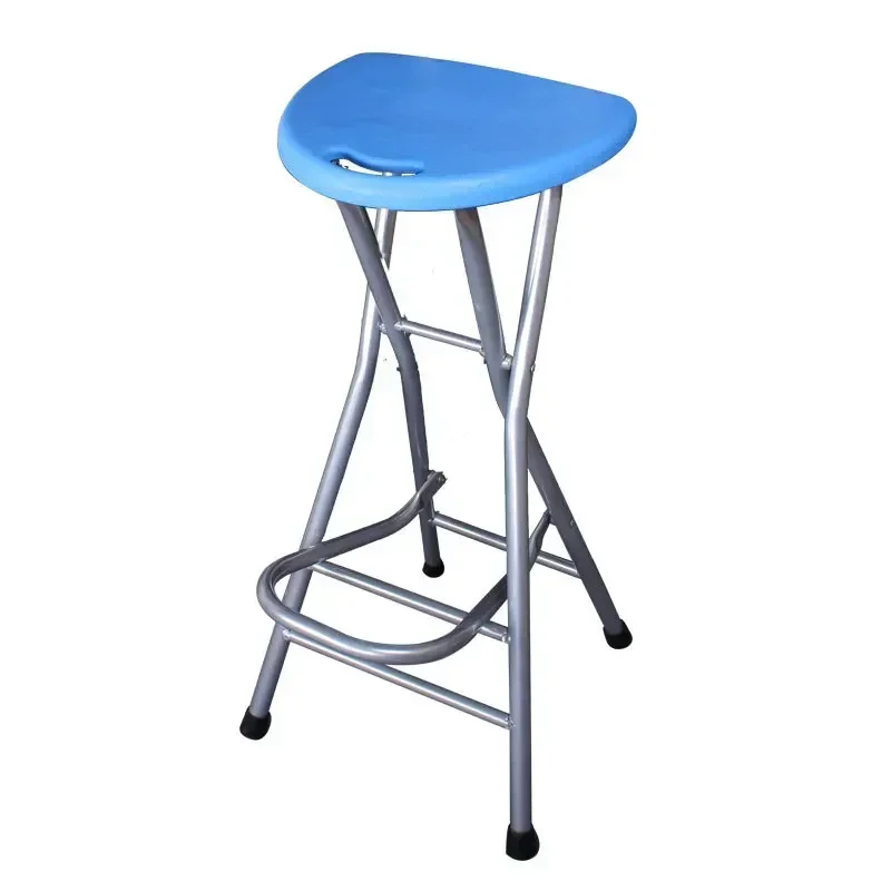 Simplicity Front Desk Chair Fishing Stool Pipe Folding Balcony Carbon Steel Portable Bar High Stool with Footrest on sale