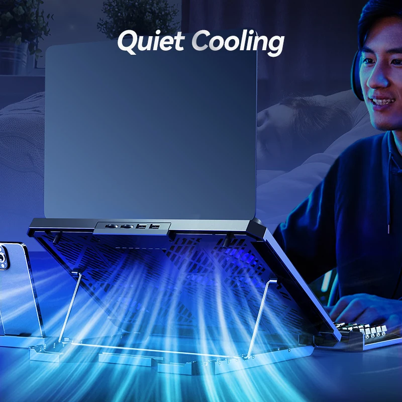 COOLCOLD ノートパソコン冷却パッド 12 個の静音ファン付き、12-17.3 インチのゲーミングノートパソコンクーラースタンド、2 つの USB ポートと電話ホルダー付き