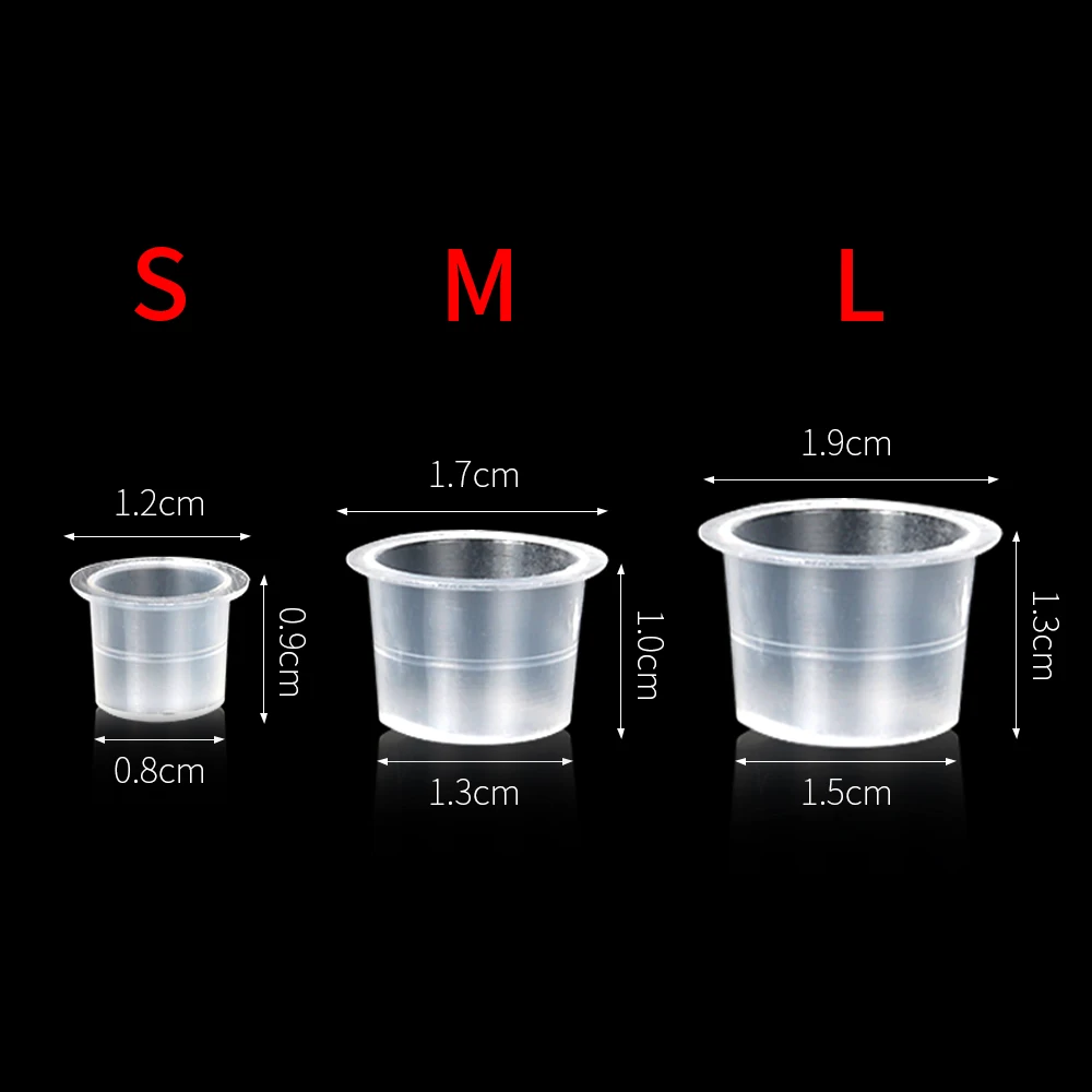 Clearance_100PCS Tattoo Inkt Cup Sml Wegwerp Microblading Steady Plastic Witte Permanente Make-Up Inkt Pigment Clear Houder Con