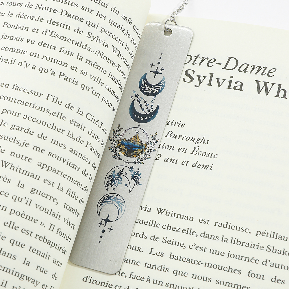 Moon Pattern Personalized Book Mark Stainless Steel Bookmarks Gift for Women Men for Book Loves Stationery Book Accessory